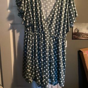 Green pokadot romper size small